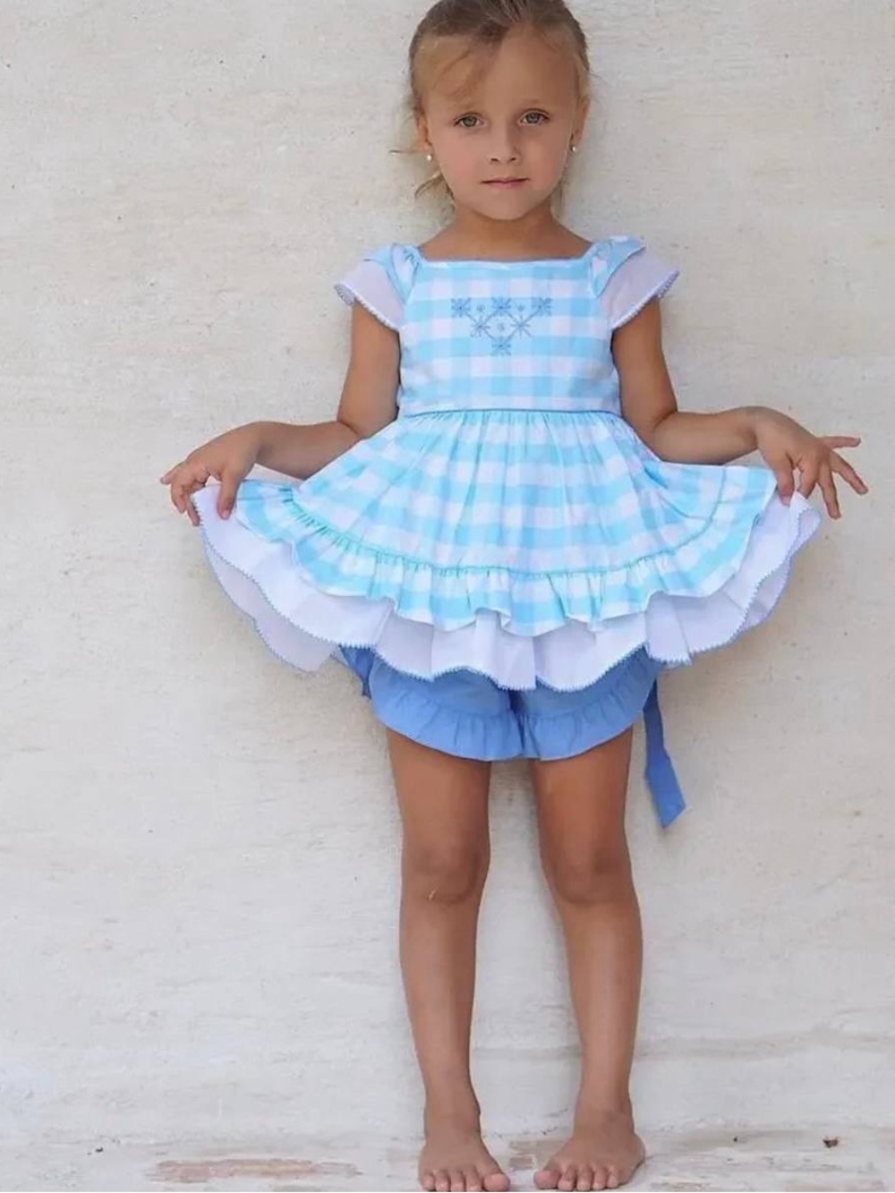 Well Dressed Wolf Summer Cheer Blue Check (Size:6)